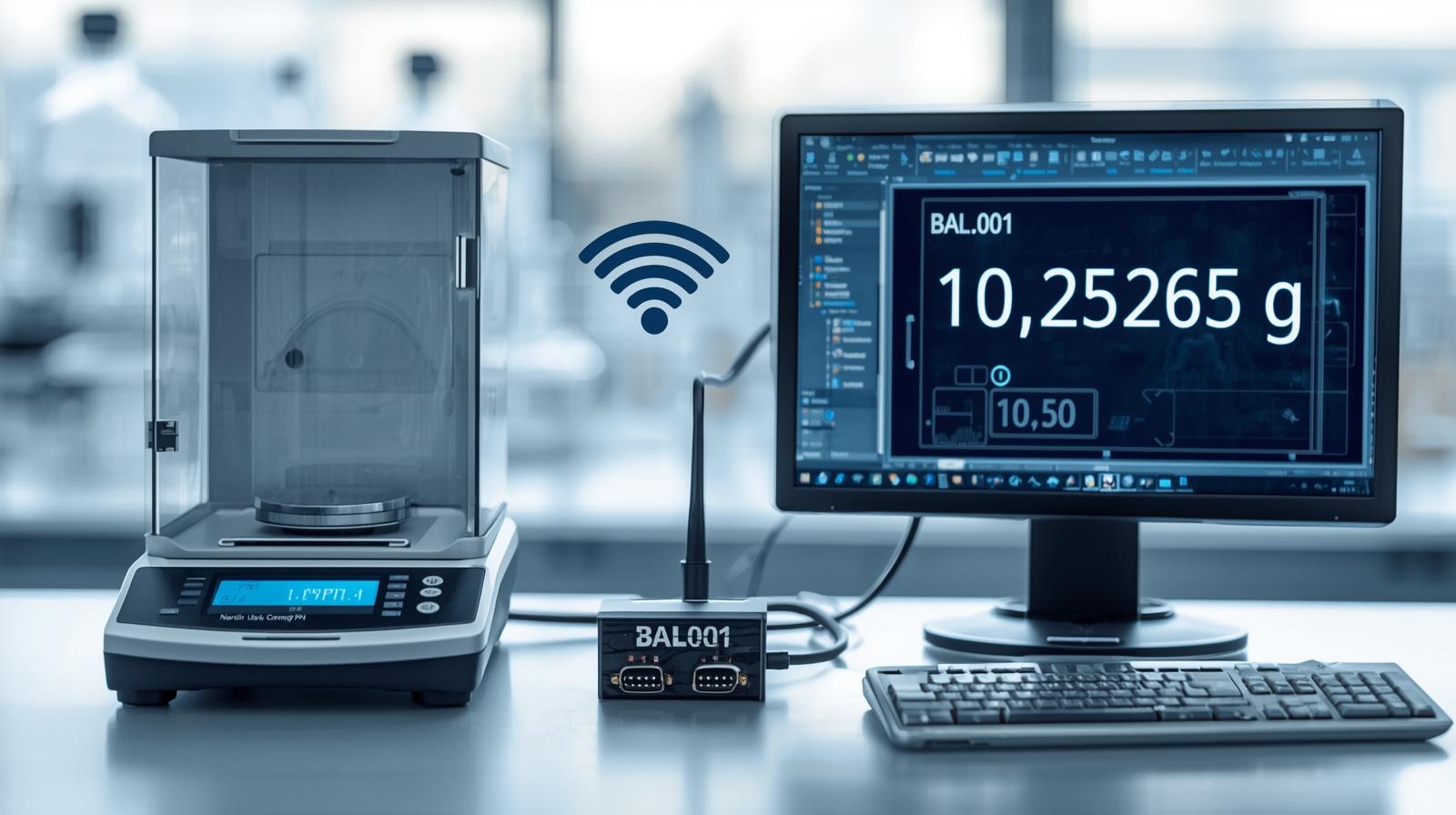 Analytical balance in use